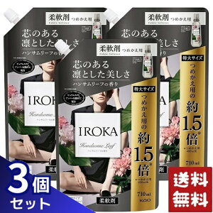 フレア フレグランス IROKA 柔軟剤 詰め替え 大サイズ ハンサムリーフの香り 710ml×3袋セット