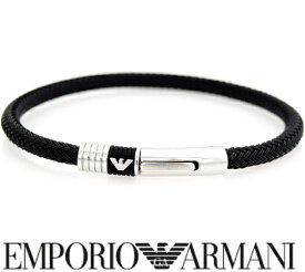 EMPORIO ARMANI エンポリオ アルマーニ EGS1624001 イーグルロゴ ブレスレット19cm アクセサリー ブラック×シルバー メンズ ギフト【送料無料】