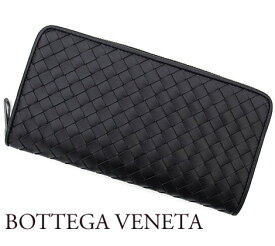 BOTTEGA VENETA ボッテガヴェネタ 510643 V4651 1000 イントレチャート ラウンドファスナー長財布 カーフレザー ブラック メンズ 新品 【送料無料】