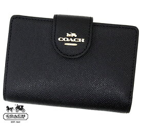 COACH　アウトレット　コーチ C6390 IMBLK　クロスグレイン ミディアム コーナー ジップ ウォレット 二つ折り財布　ブラック【送料無料】