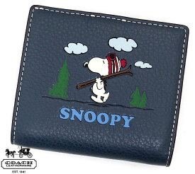 COACH アウトレット コーチ CF251 QBDEI　PEANUTS コラボ　SNOOPY スヌーピー スキー スナップ ウォレット　二つ折り財布 コンパクト財布 ミニ財布 小銭入れ付 デニムマルチ 【送料無料】