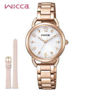 CITIZEN wicca KP6-065-11 シチズン ウィッカ 腕時計 レディース 女性用 ソーラーテック シンプル ギフト プレゼント ピンクゴールド 替えバンド付 【送料無料】
