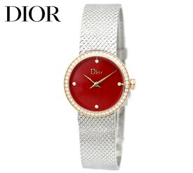 DIOR ディオール CD047120M001 腕時計 LA D DE DIOR SATINE ラ デ ドゥ ディオール サティーヌ レディース 女性用 ウォッチ ダイヤ入り レッド文字盤 【送料無料】