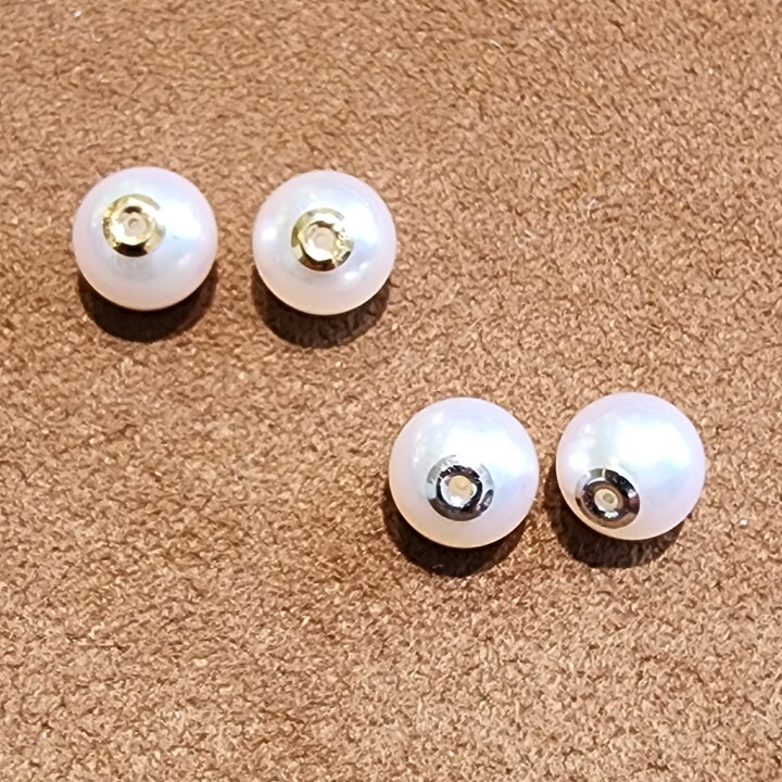 楽天市場】K18WG/K18アコヤ真珠ピアスキャッチ ペア2個セット パール 