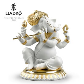 【P10倍以上+割引クーポン】バンスリを吹く ガネーシャ Re-Deco/Gold LLADRO 【正規品】リヤドロ 01009277 ポーセリン 磁器 人形 置物 インテリア プレゼント お祝い 新築 開業 玄関 オフィス リビング 縁起物 開運 象 神 ヒンズー教 オーム Ω