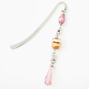 送料無料・消費税込【CHIARA by INES】キアラ・デザインイタリア製 ベネチアンガラス しおりブックマーク(ピンク)【クリックポスト便対応】