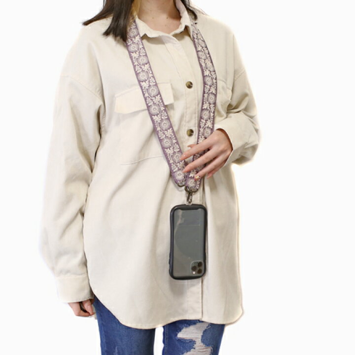 楽天市場】スマホ ショルダーストラップ インド刺繍リボン 