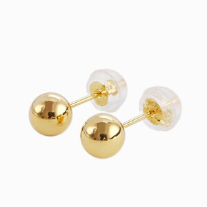 【送料無料】18金 K18 K18YG ピアス ボールピアス 小さめピアス 5mm玉 スタッド シリコンキャッチ シンプル 両耳 軽い 軽量 小さめ 小さめサイズ 華奢 可愛い レディース レディースアクセサリー