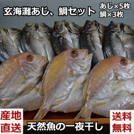 玄海灘あじ 鯛セット 一夜干し あじ×5枚 鯛×3枚 干物セット 干物 贈答 国産 九州産 長崎産 BBQ ギフト 産直 産地直送 送料無料 内祝い