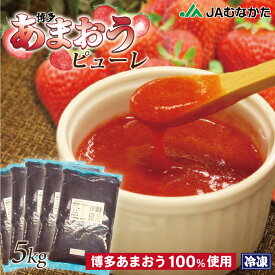 【送料無料】 冷凍 博多あまおうピューレ（5kg）お菓子用 いちご 苺 ストロベリー 福岡県産 国産 JAむなかた お菓子作り ソース ジャム 博多あまおう100％使用 砂糖不使用 冷凍あまおう