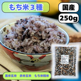 もち米3種ブレンド 国産 黒米 赤米 もち米 250g 送料無料 雑穀米 混ぜるだけ もち米 小袋 産地は変動します