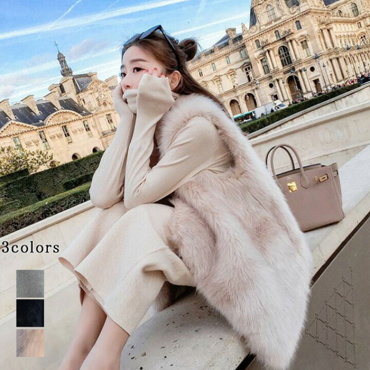 楽天市場 ファーベスト レディース 毛皮ベスト フォックス ロッグベスト アウター フェイクファー 高級 おしゃれ 上着 暖かい 防寒 冬服 冬物 秋冬新作 送料無料 Happy屋