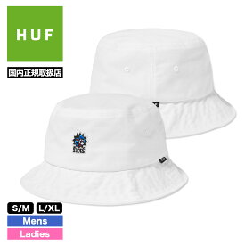 HUF ハフ バケットハット 帽子 メンズ レディース ステッチ ロゴ 白 ホワイト スケボー スケーター 人気 ブランド | SEEING SUN BUCKET HAT【HT00735】