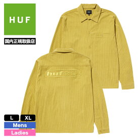 HUF ハフ カジュアルシャツ メンズ レディース コーデュロイ バック 刺繍 イエロー L XL スケボー スケーター ブランド | CO CORDUROY OVERSHIRT【BU00192】