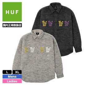 HUF ハフ カジュアルシャツ メンズ レディース ウール ロゴ 刺繍 刻印入りボタン 全2色 L XL スケボー スケーター ブランド | BLOSSOM LS SHIRT【BU80031】