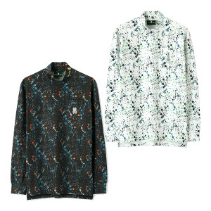 【最大6000円引きクーポン配布中】サイコバニー スプラッシュプリント 裏起毛 モックネック ロンTEE GF042 メンズ ゴルフウェア 長袖 ハイネック