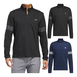【最大6000円引きクーポン配布中】アディダス ゴルフ 長袖 ハーフジップ 3ストライプス ベーシックレイヤード メンズ KOW27 IU4504/IS7132 トップス ゴルフウェア 2024年春夏モデル adidas golf 春夏