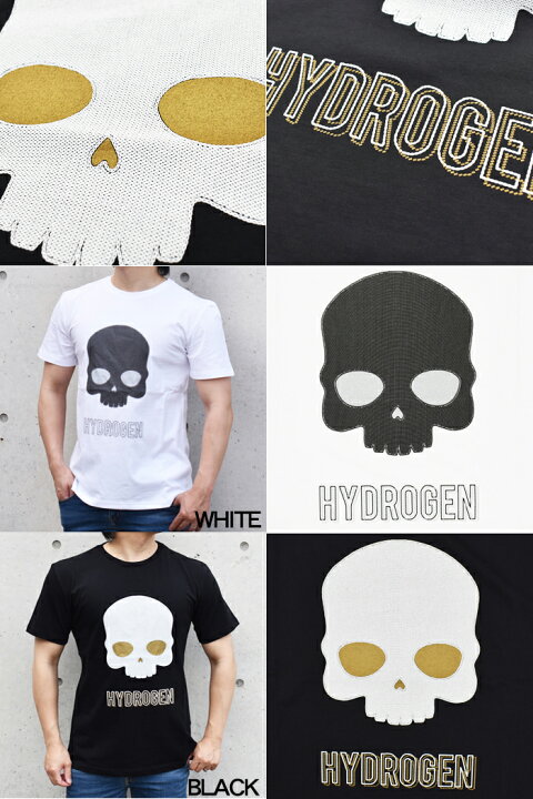 楽天市場】HYDROGEN ハイドロゲン スカル刺繍 半袖クルーネックTシャツ 