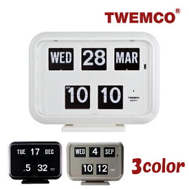TWEMCO トゥエンコ デジタルカレンダークロック パタパタ時計 全3色 置き・掛け兼用 置時計 QD-35
