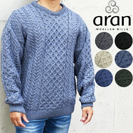 aran woollen mills アランウーレンミルズ クルーネック セーター ニット 全6色 A823 メリノウール 100% メンズ レディース ユニセック フィッシャーマンズセーター ARAN WOOLEN MILLS トラディショナル セーター