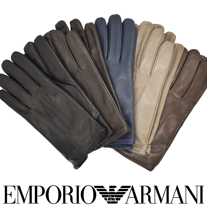 楽天市場】EMPORIO ARMANI エンポリオアルマーニ レザーグローブ 手袋 