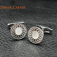 SIMON CARTER サイモンカーター カフス カフリンクス カフスボタン PETAL POLISHED ホワイト×シルバー …