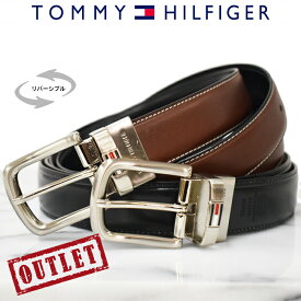 【アウトレット キズ有】TOMMY HILFIGER トミーヒルフィガー リバーシブルベルト フリーカット ブラック/ブラウン 11TL08X014 トミーヒルフィガー ベルト 回転式バックル ビジネス ラッピング対応 ベルト メンズ ブランド ベルトセット