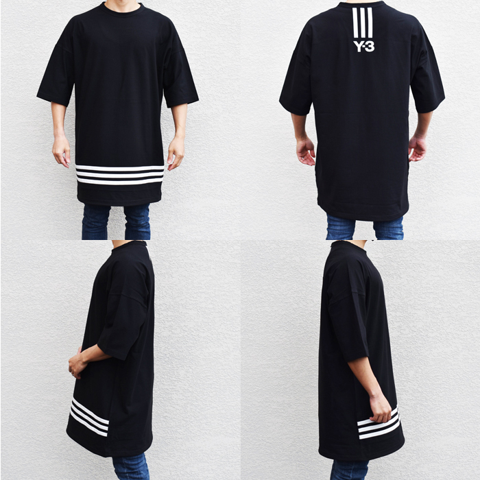 正規取扱サイト  ロング丈Tee Y-3 Tシャツ/カットソー(半袖/袖なし)