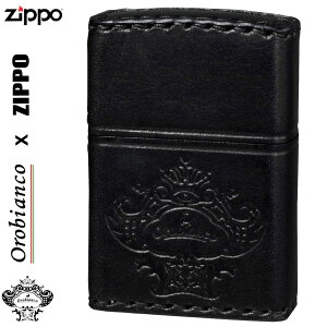 zippo ライター (ジッポーライター)オロビアンコ OROBIANCO 国産牛革巻き、手縫い ZIPPO ブラック ジッポ 送料無料【ネコポス可】