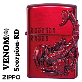 zippo (ジッポーライター)ヴェノムvenom（毒） スコーピオン Scorpion(サソリ)メタル貼り　レッド　VS-RD　赤　カッコイイ　ユニーク　おもしろ メンズ　おしゃれ ギフト プレゼント 送料無料 【ネコポス可】