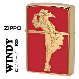 zippo(ジッポーライター)人気の「WINDY」デザイン ゴールド WINDY Gシリーズ RD #200FB 金タンク 金メッキ 両面フルカラー レッド WINDY-GRD オイルライター RED かわいい キャラクター キュート レトロモチーフ メンズ レディース 赤 ギフト プレゼント 【ネコポス可】