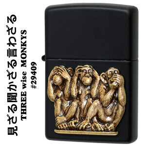 zippo (�W�b�|�[���C�^�[)�O�� �����長�����錾�킴�� THREE MONKYS �u���b�N�}�b�g �W�b�| ���C�^�[ #29409 �������� �y�l�R�|�X�z