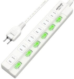 [�d���^�b�v����] �����R�[�h 1m �d���^�b�v �ʃX�C�b�` AKIRARI 6�� ���K�[�h �ق���V���b�^�[ �΍З\�h���S �R���Z���g�^