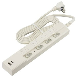 �I�[���d�@ �d���^�b�v 4�� �ʃX�C�b�`�t�� ���K�[�h PD�Ή�Type-C/Type-A�|�[�g�t�� 2m �z���C�g HS-TPKU42PD