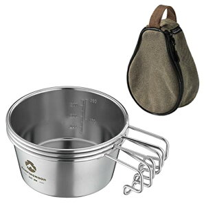 �L�����s���O���[��(CAMPING MOON) �L�����v�p �R�b�v �X�e�����X �V�F���J�b�v �[�^ 360ml 3�_�Z�b�g S-360-3P+B