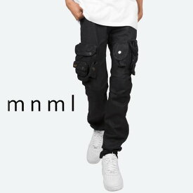 mnml ミニマル WAXED DENIM CARGO PANTS カーゴデニム メンズ ファッション ストリート カジュアル ジーンズ カーゴパンツ ブラック 黒 ギフト プレゼント