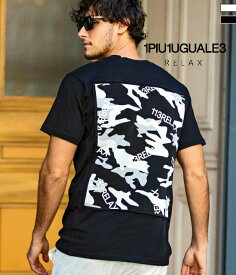 1PIU1UGUALE3 RELAX ウノピゥウノウグァーレトレ リラックス tシャツ バックカモ半袖Tシャツ 迷彩 カモフラ