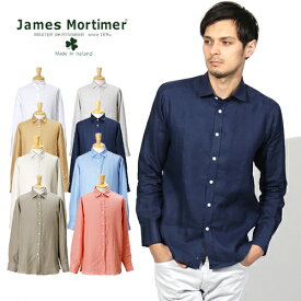 JamesMortimer/ジェームズモルティマー L/S アイリッシュリネン レギュラーカラーシャツ[メンズ リネンシャツ 麻 涼しい 通気性 長袖 リゾートシャツ アイルランド オフ こだわり ボタンダウン おしゃれ かっこいい 紳士 大人 彼氏 プレゼント 父の日]