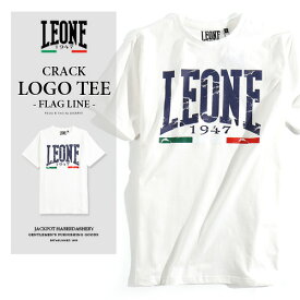 [期間SALE] LEONE/レオーネ クラックロゴTシャツ CRACK LOGO -FLAG LINE- LSM1247 一部ほつれ有[メンズ Tシャツ イタリア 半袖 クルーネック ロゴT ロゴTシャツ レア プリント ボクシング おしゃれ かっこいい 紳士 夏服 夏物 大人 彼氏 プレゼント]