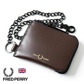 [期間SALE] FRED PERRY/フレッドペリー CHAIN MATT LEATHER ZIP AROUND ジップショート レザーウォレット チェーン付 L3302 [22年春新作 メンズ 英国 UK 小物 薄い スリム 本革 小銭 専用化粧箱 ボックス 贈り物 ギフト 月桂樹 コンパクト 彼氏 プレゼント]