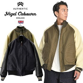 Nigel Cabourn/ナイジェル・ケーボン M42 DECK JACKET MIX 80470030001 デッキジャケット ミックス[23年秋冬新作 スタジャン 本革 シボ加工 ヴィンテージ ステアハイド MAIN LINE 英国 UK NAVY GREEN おしゃれ かっこいい 冬 大人 アウター 日本製 ミリタリー]