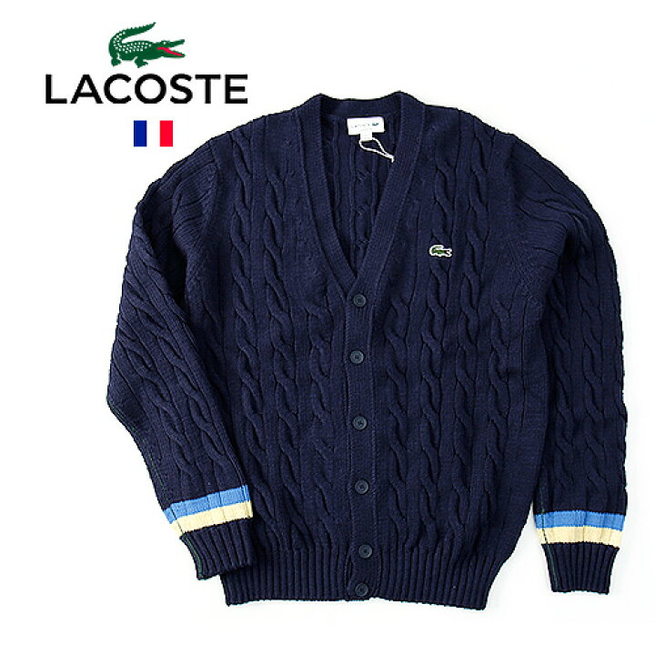 楽天市場】[期間SALE] LACOSTE/ラコステ V Neck Cable Knit Cardigan 