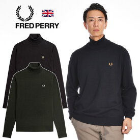 FRED PERRY / フレッドペリー メリノウール タートルネック セーター ROLL NECK JUMPER K9552[23年秋冬新作 メンズ FREDPERRY ワンポイント ロールネック ローレルリーフ ローレル 月桂樹 おしゃれ かっこいい 英国 UK 秋服 秋 冬物 冬 大人 彼氏 プレゼント]