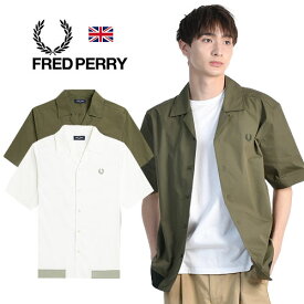 FRED PERRY/フレッドペリー RIBBED HEM REVERE COLLAR SHIRT M5705 オープンカラーシャツ ソロナポプリン[23年春新作 メンズ コットンポプリン 裾リブ 半袖 ワンポイント 刺繍 おしゃれ 英国 UK 大人 プレゼント 父の日]