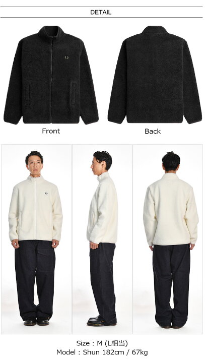 楽天市場】FRED PERRY/フレッドペリー ZIP THROUGH BORG FLEECE M6671 