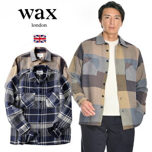 Wax London/���b�N�X�����h�� WHITING OVERSHIRT �z���C�e�B���O�I�[�o�[�V���c SQUARE CHECK(OSH-WHI-BJV) SPEAR CHECK(OSH-WHI-BSJ)[�W���K�[�h�D �`�F�b�N�V���c�W���P�b�g �����Y �R�b�g�� �p�� �����h�� ������