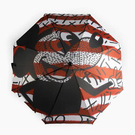 【傘】DIAMOND SUPPLY MICKEY KIETH HARING RED STRIPES UMBRELLA ダイヤモンドサプライ ミッキーマウス キース・ヘリング アンブレラ 赤 ストライプ キャラクター 男女兼用