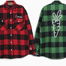 キャロッツ メンズ フランネル シャツ CARROTS SIGNATURE LUMBERJACK FLANNEL [RED GREEN]CARROTS BY ANWAR CARROTS ボタン ネルシャツ バッファローチェック 長袖 シャツ バック 刺繍 ビッグサイズ オーバーサイズ 2018FW プレゼント