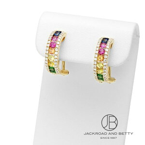 ノーブランド NO BRAND マルチカラーストーン フープ ピアス EH0026 新品 ジュエリー ブランドジュエリー