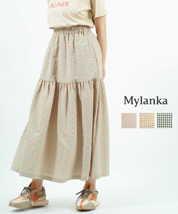 楽天市場】ミランカ MyLanka ギンガムチェック ロングスカート フレア  